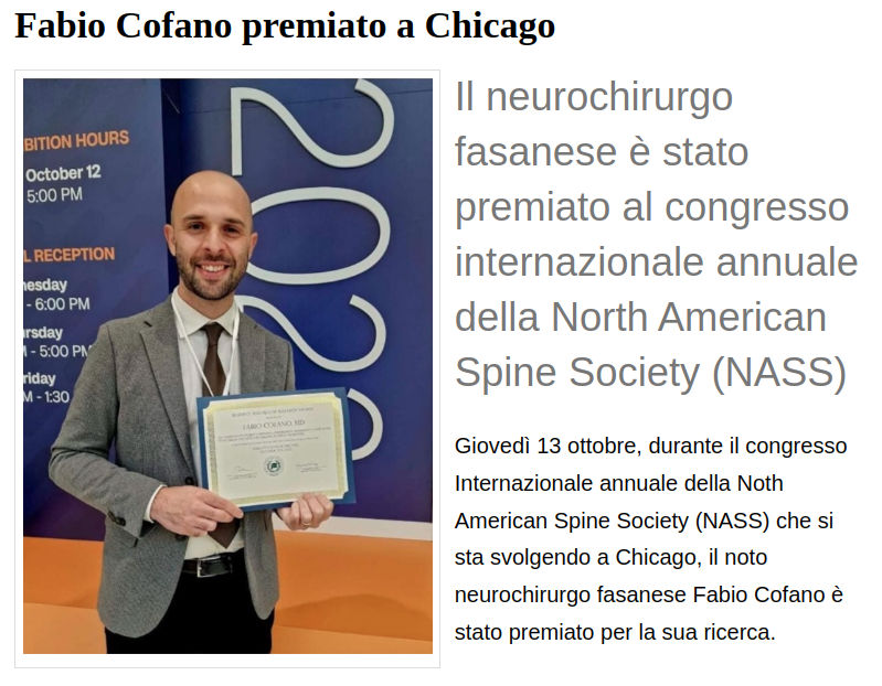 Fabio Cofano premiato a Chicago